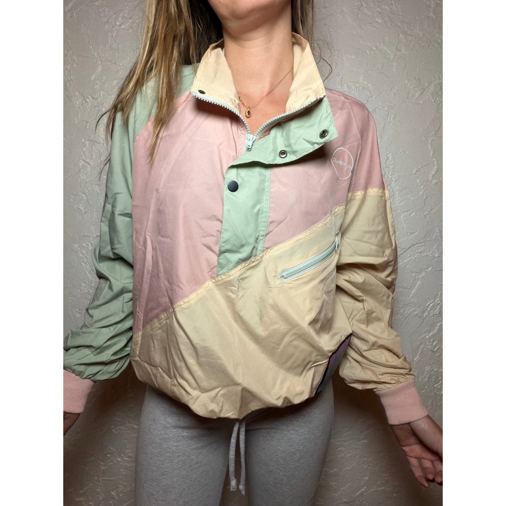 Club Space x Strata Miami Colorblock Windbreaker Pullover Jacket Pastel Pink M